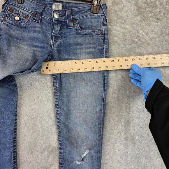 True Religion Jeans Womens 25 Blue Skinny WLH509X78 Distressed Made USA - Picture 7 of 14